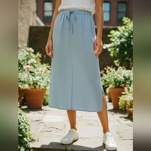 Elegant Light Blue Midi Skirt